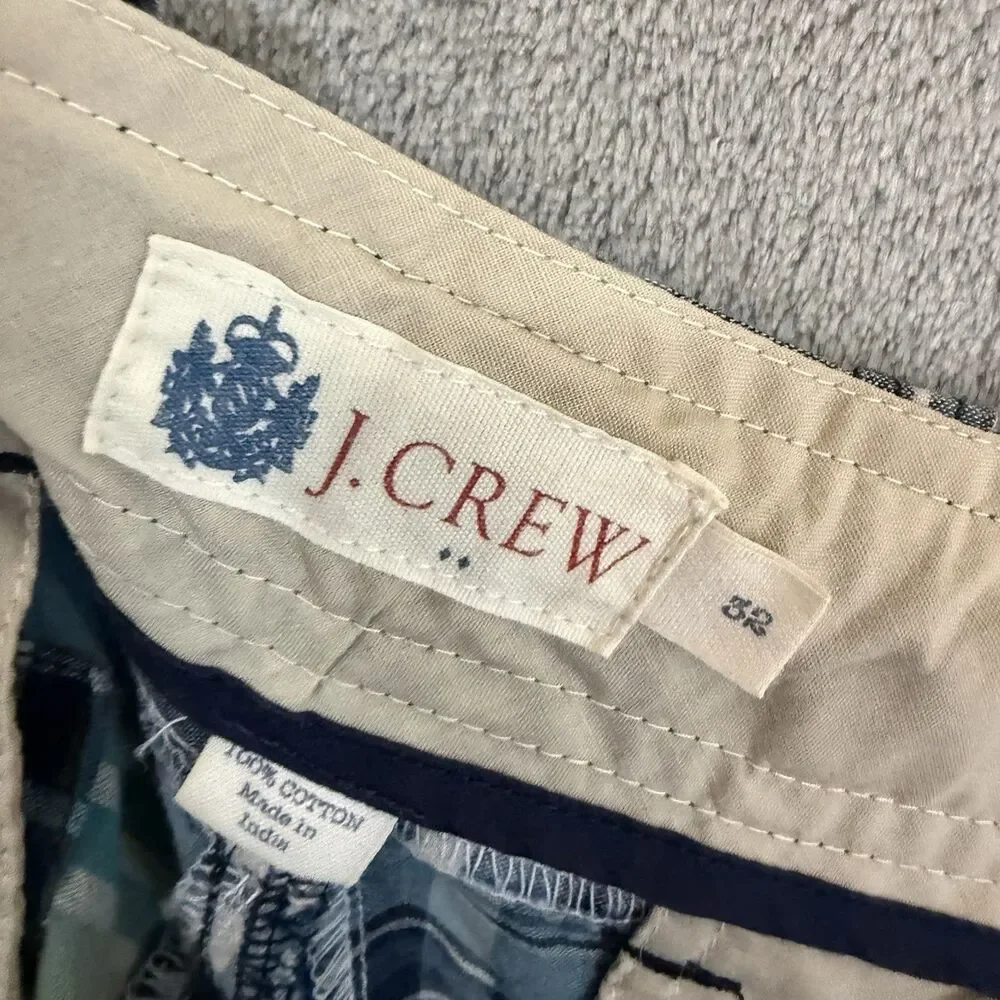 J.Crew Mens 32 Blue Patchwork Madras Plaid Cargo Shorts Beachy 100% Cotton